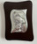 Italian Silver Mother and Child Icon on Oval Cherry Wood