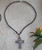 Personalized Religious Favor of Cotton and Burlap Bag with Hematite Pendant Personalized with a Tag