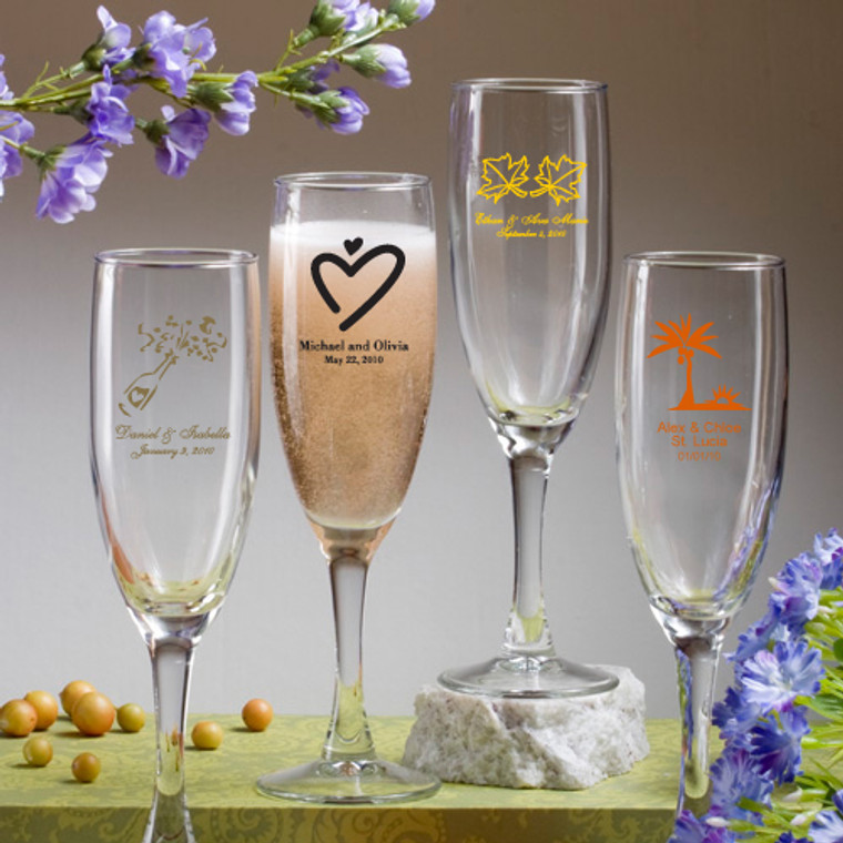 Personalized Champagne Flute Glasses with Screen Printing
