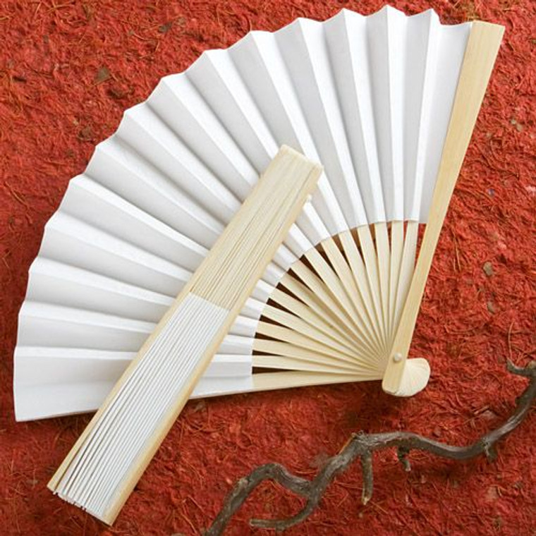 Elegant White Folding Fans Favors