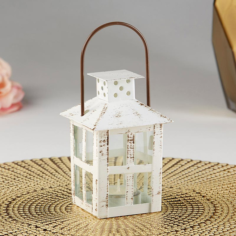 Vintage White Distress Lantern  - 5 inches Wedding favors