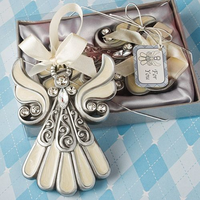 Shimmering Angel Ornaments in Favor Box