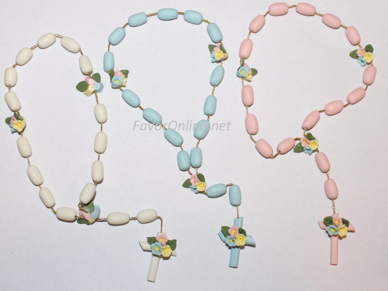 Colorful Italian Rosary with Oval Beads & Roses - Limited Qty