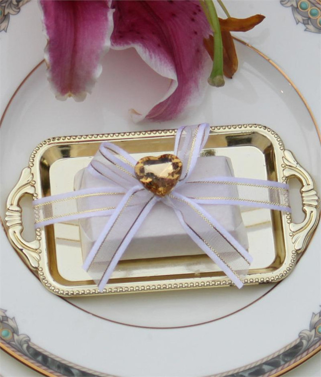 Fancy Gold Chocolate Favor in a Tray with Gold Heart