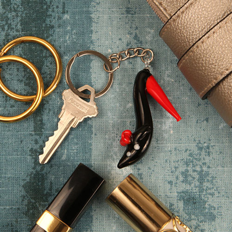 "Bold In Black" Arte Murano Shoe Key Chain