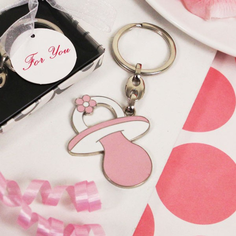 "Perfect Pacifier" Pink Pacifier Shaped Key Chain
