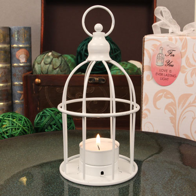 "Love In A Cage" Hot Pink Bird Cage Shaped Steel Lantern With Tea Light Candle