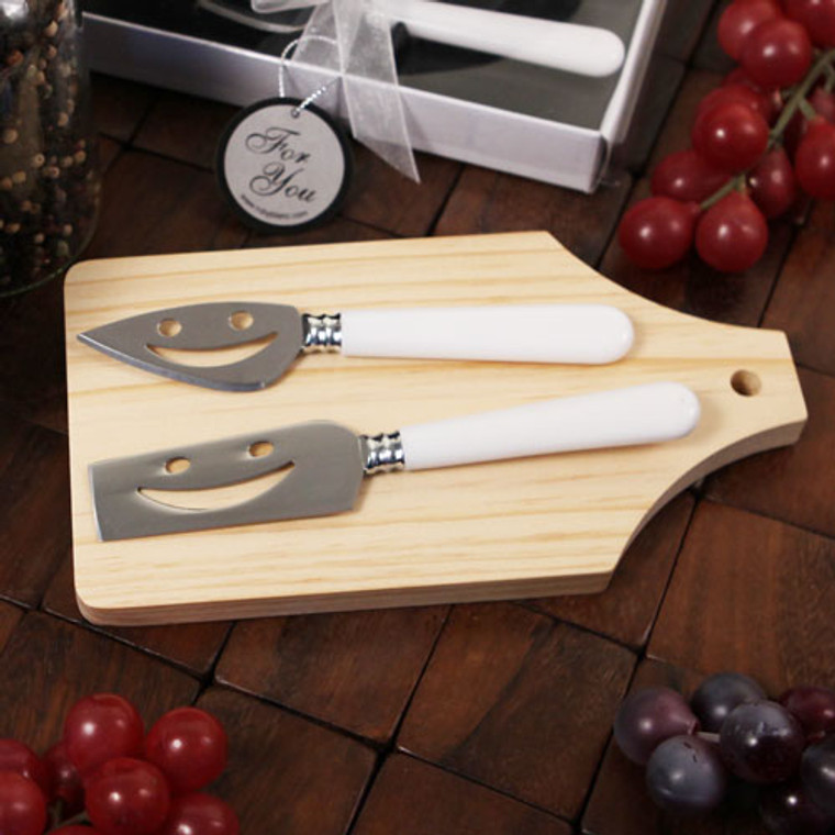 Happy Cheese Cheese Knife, Wedge, And Pine Board Set