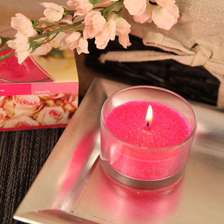 "Sweetest Aroma" Rose Scented Candle In Glass Holder