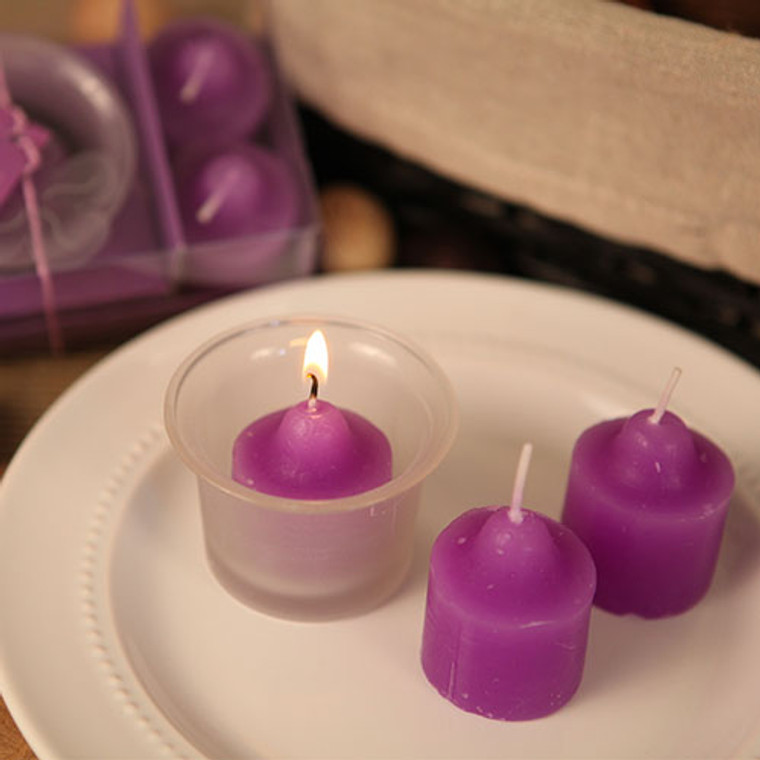 "Special Vow"Purple Candles With Frosted Glass Cup