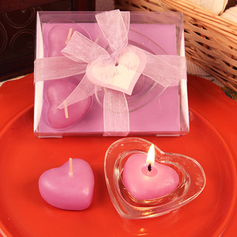 "Three Little Hearts" Heart Shaped Lavender Candles With Tray
