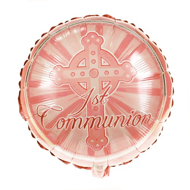Pink Girl First Holy Communion Mylar Balloons 18" (Bag of 12)