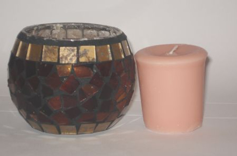 Mosaic Glass Candle Holder w/Scented Votive Candle