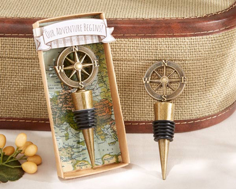 "Our Adventure Begins" Bottle Stoppers Wedding Favors