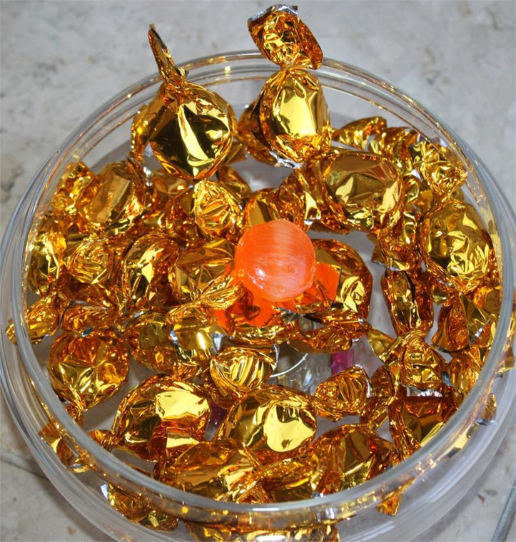 Gold Foil Orange Fruit Buttons Candy - 1 Pound