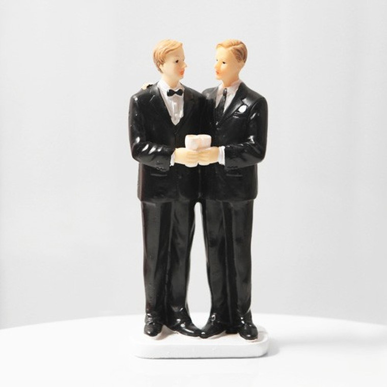 "Love And Devotion" 5 1/2" Two Grooms Gay Cake Topper/Figurine