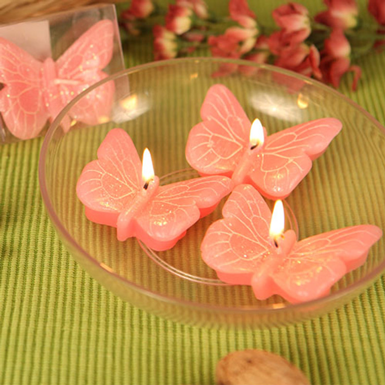 "Spring Cheer" Pink Butterfly Candle Set (3)