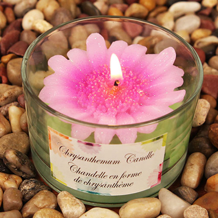 Colorful Chrysanthemums Lavender Colored Flower Shaped Scented Candle