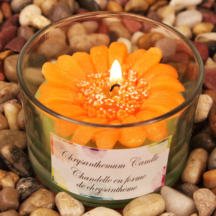 Colorful Chrysanthemums Orange Colored Flower Shaped Scented Candle