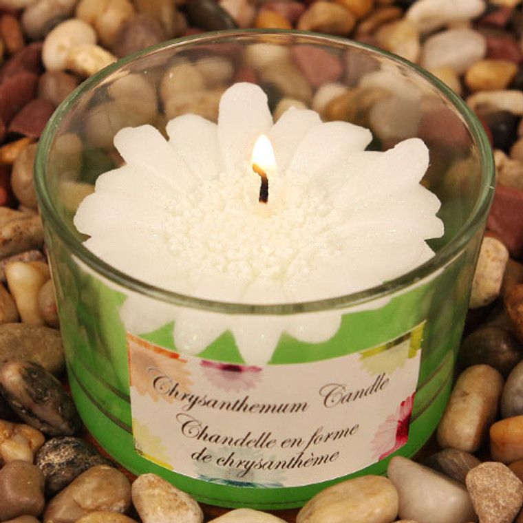 Colorful Chrysanthemums White Colored Flower Shaped Scented Candle