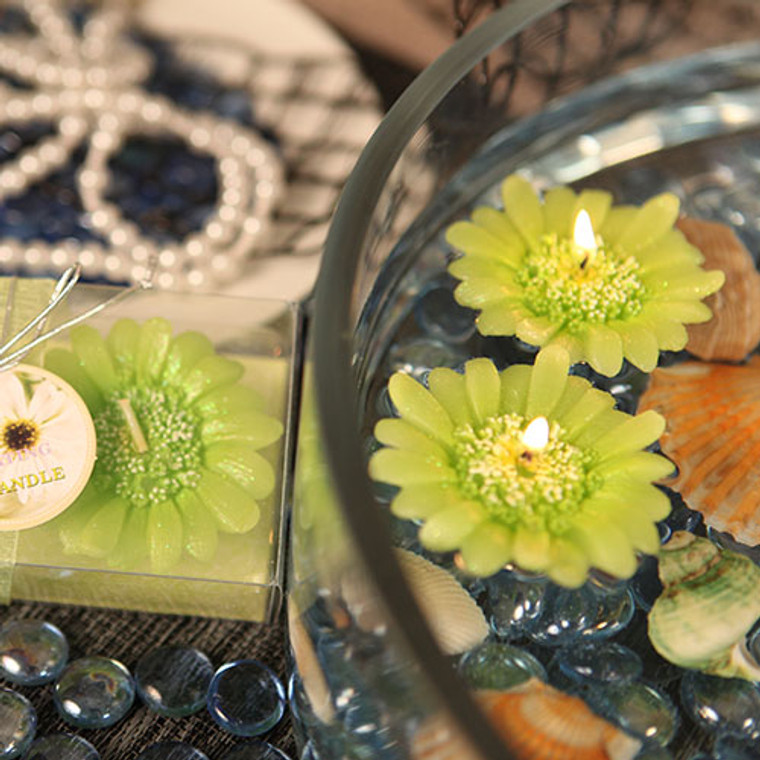 "Floating Florals" Apple Green Flower Daisy Floating Candle