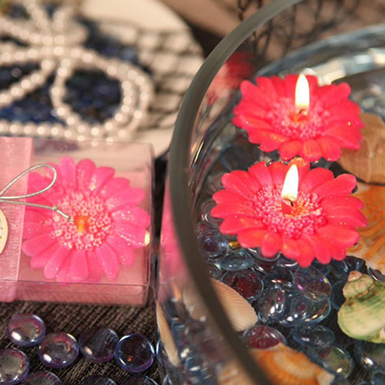 "Floating Florals" Hot Pink Flower Daisy Floating Candle