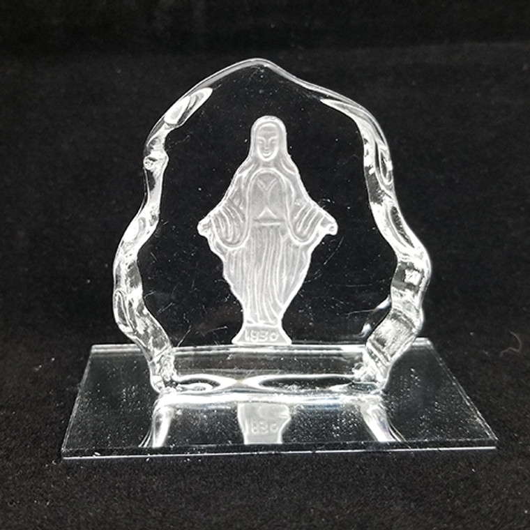 Laser Engraved Blessed Mother Guadalupe Crystal Figurine Plaque