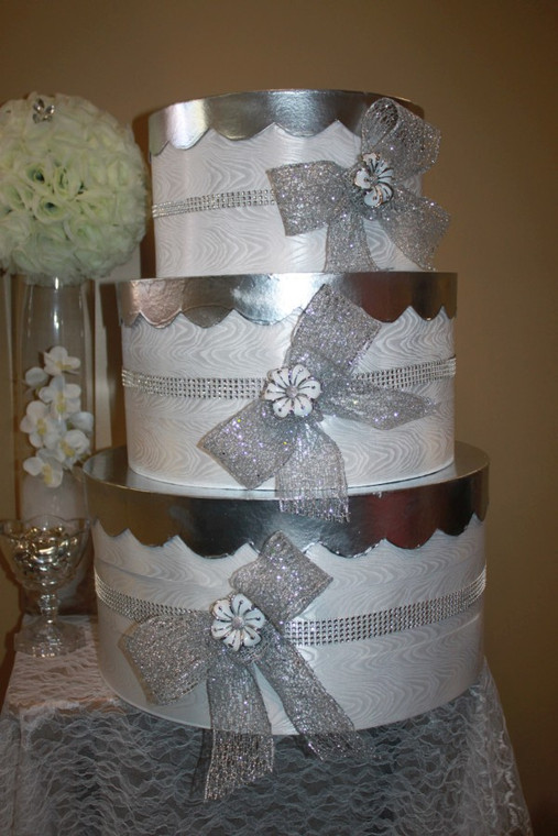 Astonishing Giant Cards / Envelops Box Tiered Cake with Satin and Rhinestones