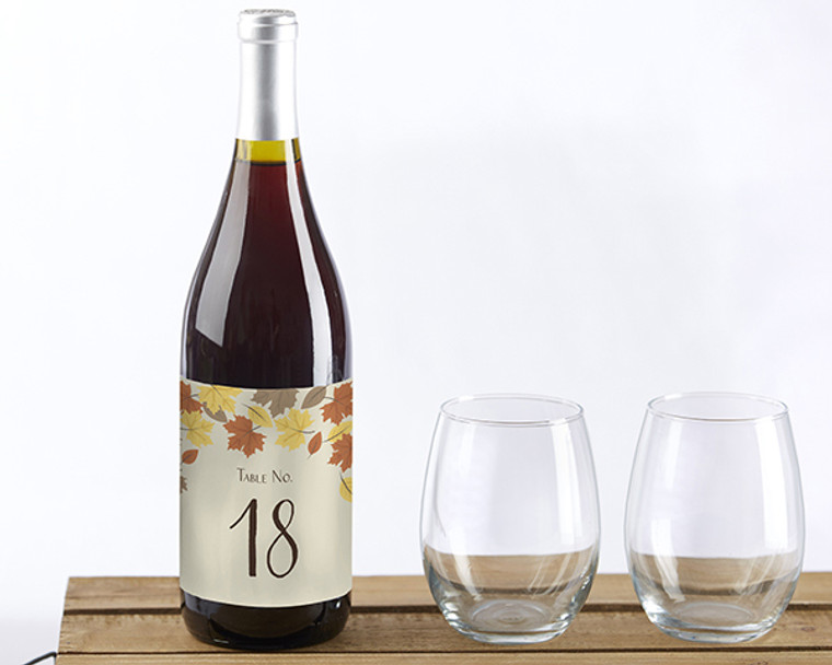 Fall Leaves Wine Label Table Numbers (1-20)