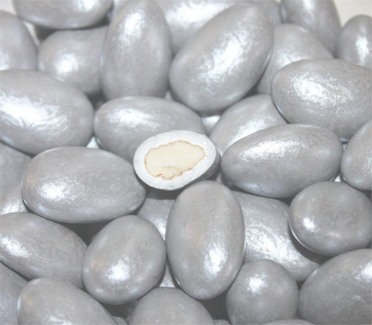 Silver Color Jordan Almonds - 1 Pound Bag