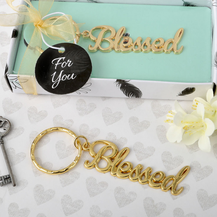 Blessed Theme Gold Metal Religious Key Chains