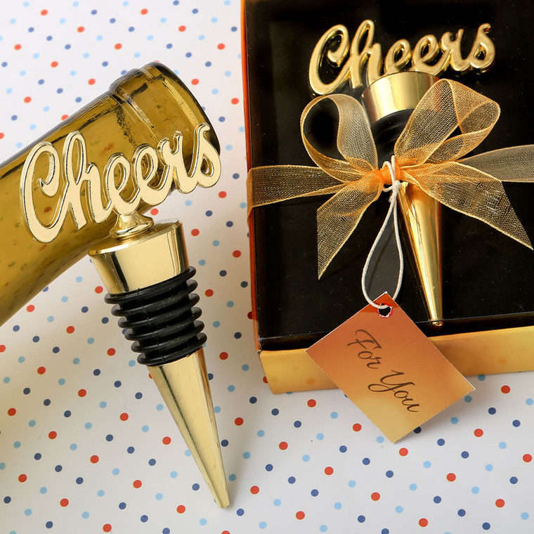 Cheers Gold Bottle Stopper From Fashioncraft