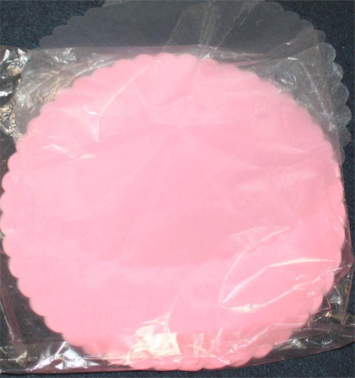 12" Circular Shiny Organza Tulle with Scalloped Edge - Pack of 25 - Pink or Blue