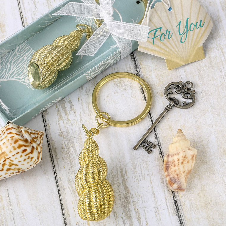 Conch Shell Gold Key Chain Favors