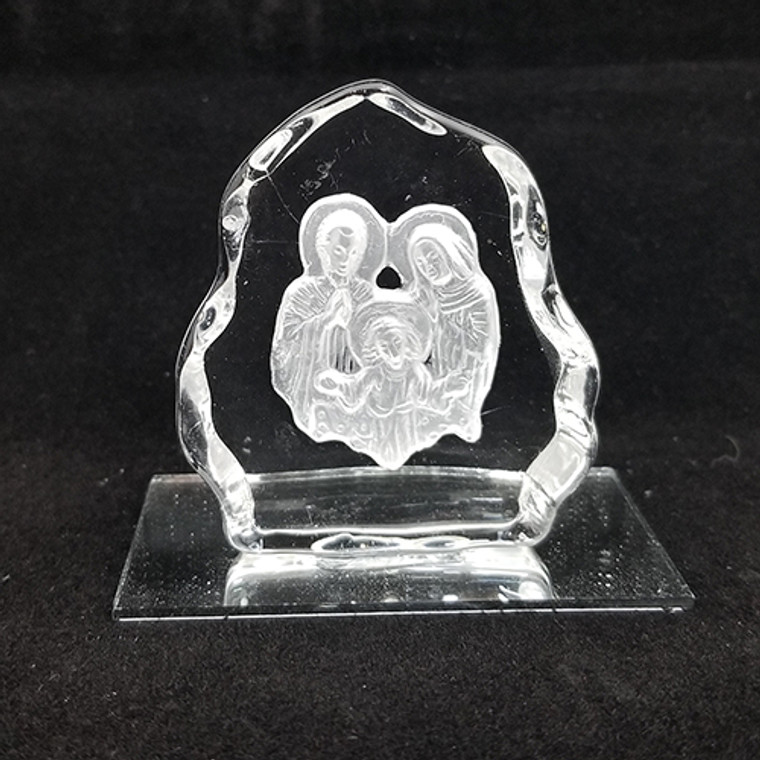 Laser Engraved Holy Family Crystal Icons On Mirror Base