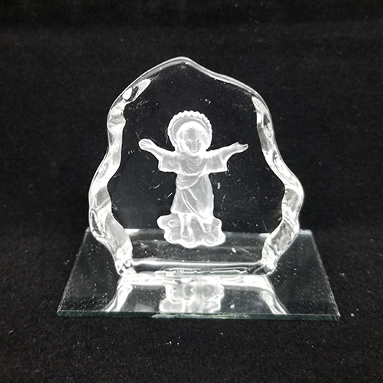 Laser Engraved Divino Nino Crystal Icons On Mirror Base