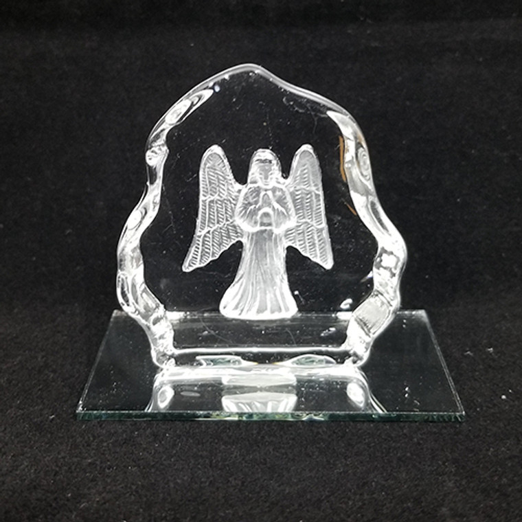Praying Angel Laser Engraved Crystal Icons On Mirror Base