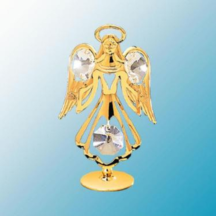 Gold Plated Angel w/Austrian Crystal on a Stand