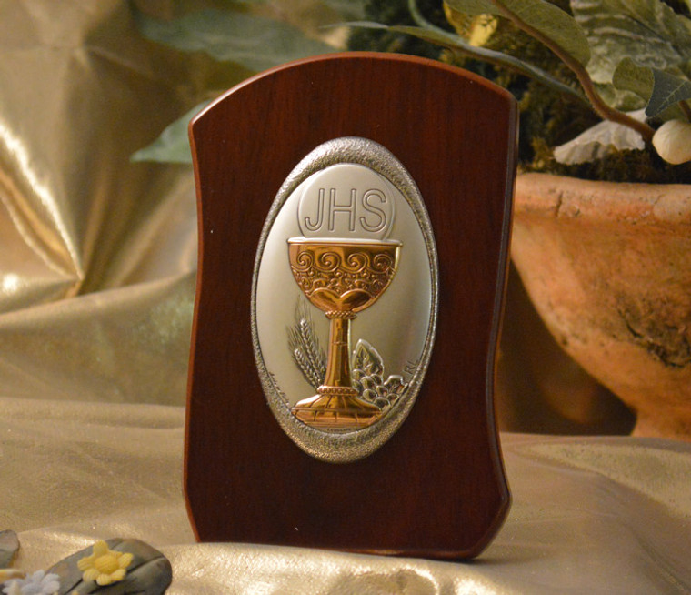 Italian Silver Chalice Icon On A Wood Stand