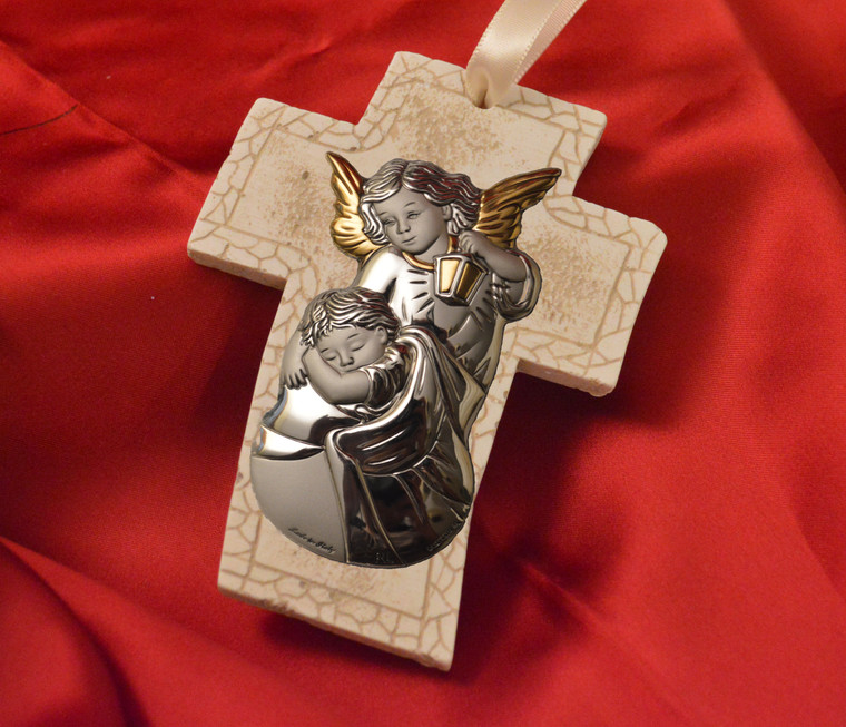 Guardian Angel Hanging Cross Made In Italy