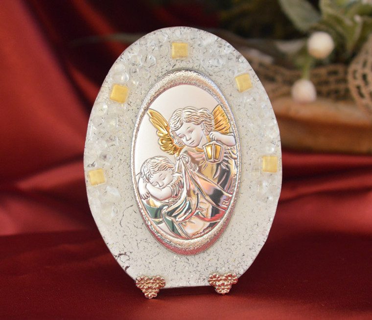 Italian First Guardian Angel On A Murano Glass Stand