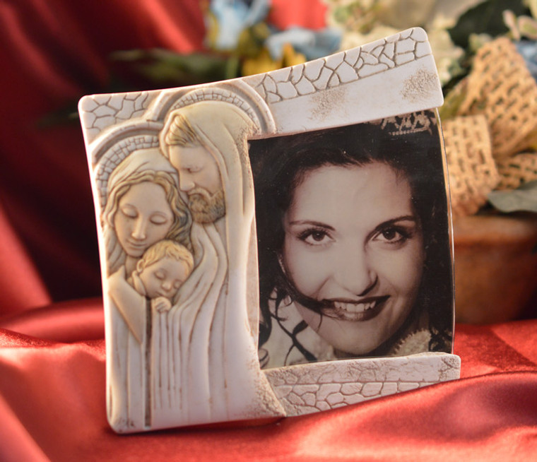 Made In Italy Holy Family Color Photo Frame Stone