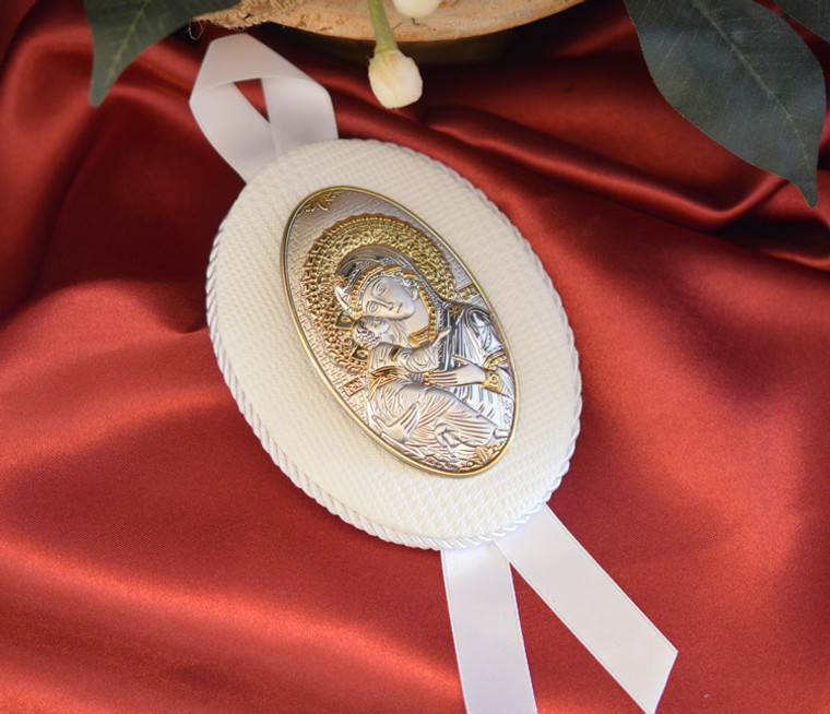 Made In Italy Our Lady Of Vladimir Hanging Icon White