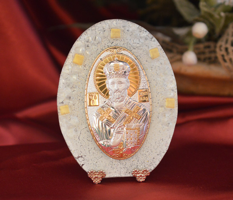 Made In Italy Saint Nicholas Or On A Murano Glass Stand