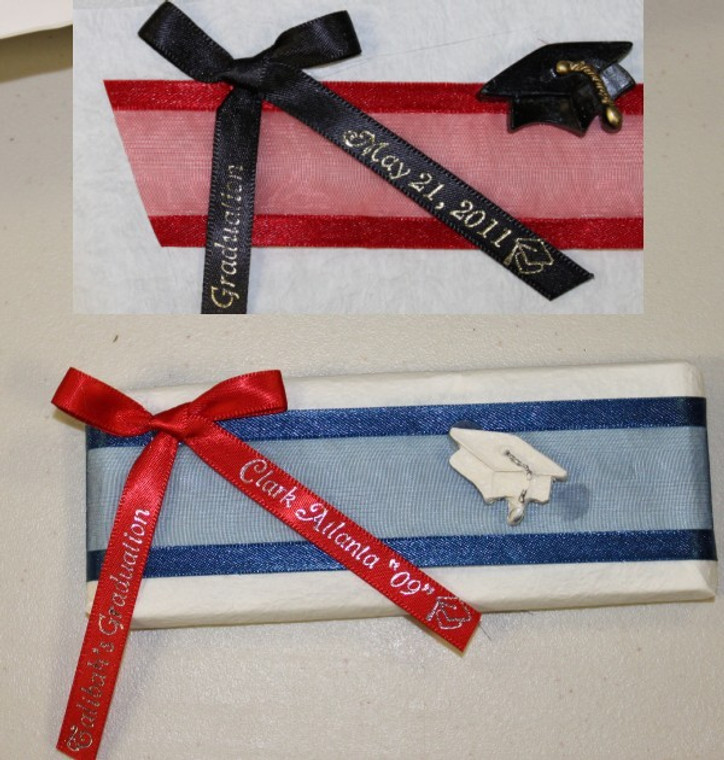 Personalized Graduation Chocolate Bar Favors with Ribbons, Graduation Cap & Ribbons