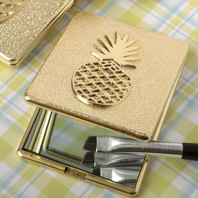 Pineapple Themed Warm Welcome Collection Compact Mirror Gold