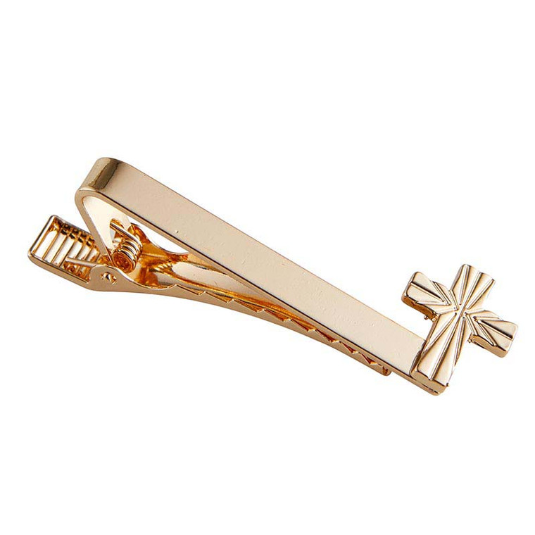 Gold Plated Cross Tie Clip for First Communion, Baptism, Confirmation