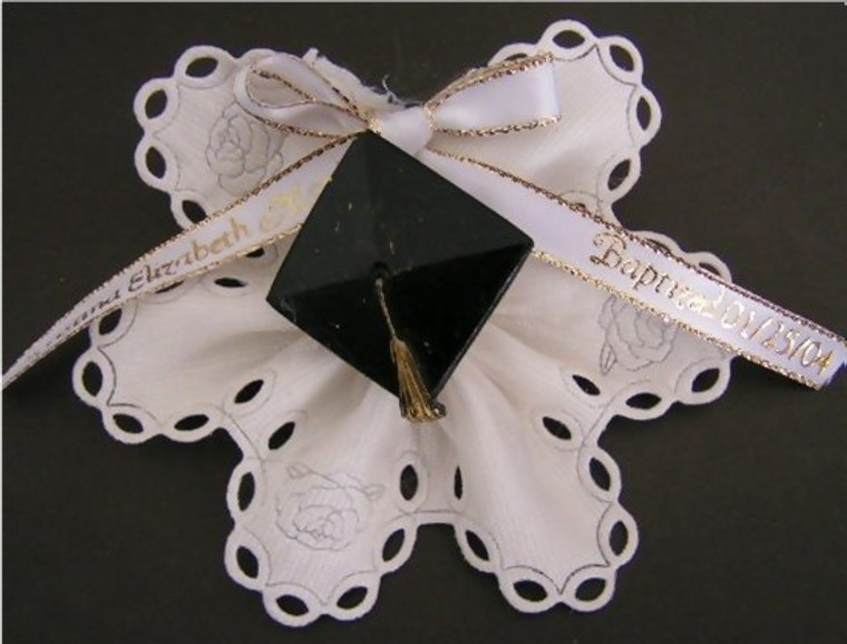 Italian Fancy Almond Holder w/ Graduation Cap & Personalized Ribbon