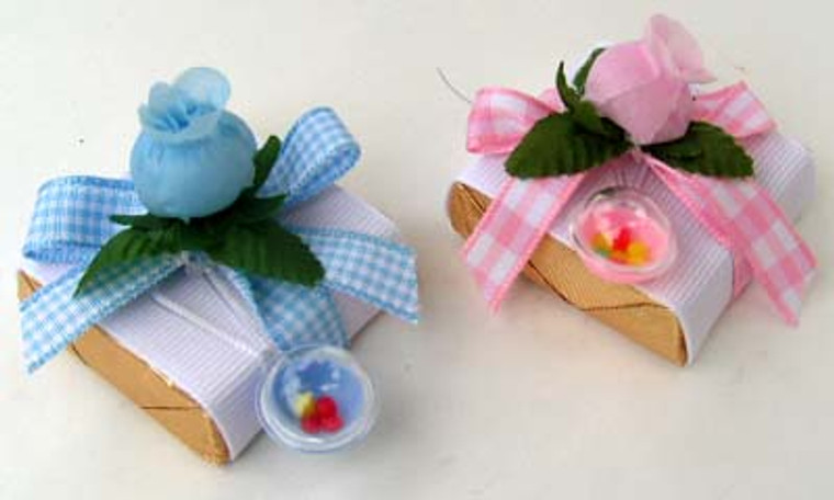 Decorated Chocolate w/ Checkered Ribbon & Baby Rattle