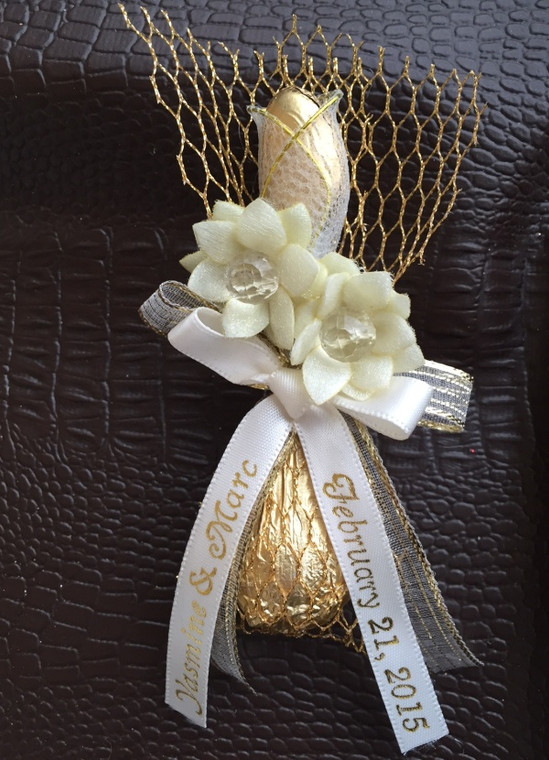 Gold Decorated Chocolate w/Gold Almond & Charm